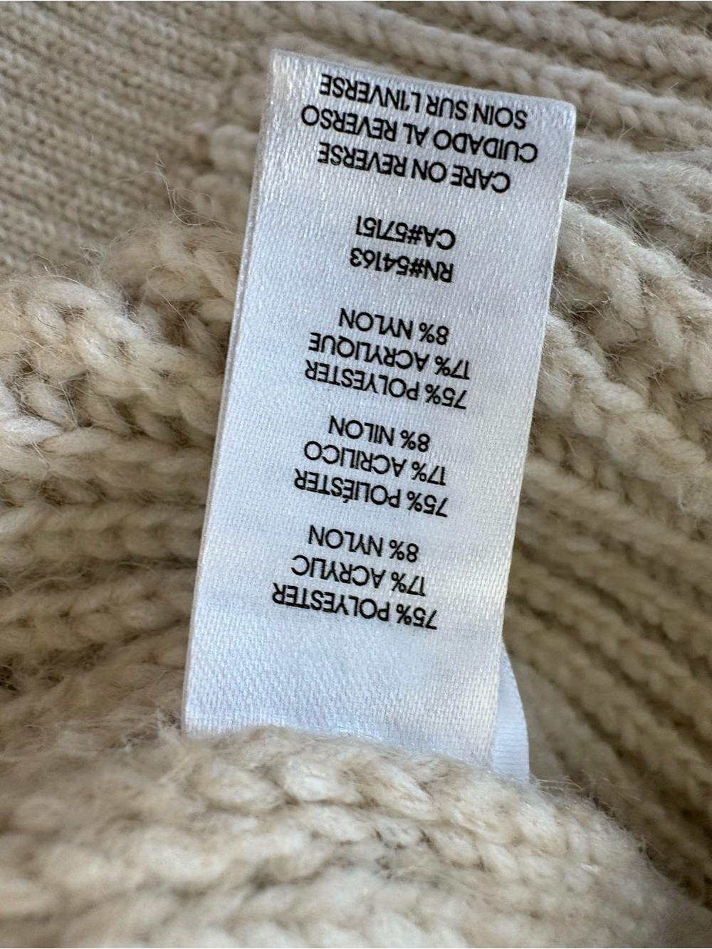 Calvin Klein Cream Textured Mock Neck Sweater - Picture 4 of 6